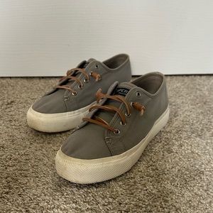 Sperry Gray Canvas Sneakers, Size 8